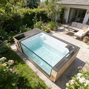 Piscina Exterior Grande con Ventana de Acrílico Transparente, Piscina Elevada con Marco - Product Image 3