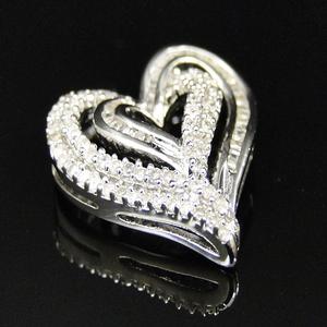Double couche en forme de coeur en argent S925 avec pendentif en diamant rond Moissanite Bijoux de mode pour femmes - Product Image 1