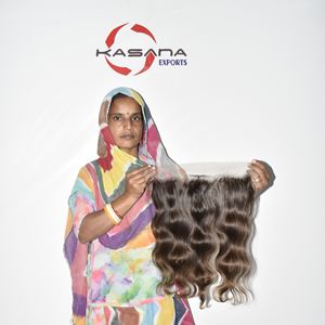 Extensions de cheveux humains vierges 100% naturelles, couleur noire, tissage frontal vietnamien 13*4, double trame, fabrication à la machine, vente en gros à bas prix pour femmes - Product Image 2