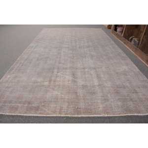 Tapis Turc Vintage Moderne Grand Rectangle 4.8x 8.2ft Fait à la Main Gris Patchwork Design Laine Latex Tabriz pour Chambre Couloir - Product Image 2