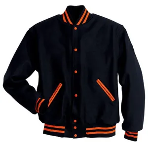 Chaqueta Varsity Azul Marino para Hombre, Color Sólido, Cierre de Botones, Estilo Preppy, Material de Algodón, Cuello Camisero, Corte Regular, para Otoño - Product Image 2