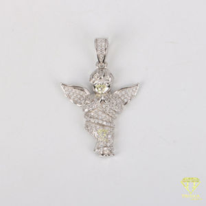 Colgante de cruz de plata de hip hop con abalorio de diamante Joyería helada chapada en rodio - Product Image 3