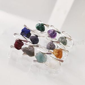 Bague pour femme en pierre brute, émeraude naturelle, saphir, tanzanite, pierre précieuse Herkimer, bijoux statement, bague en argent sterling 925 - Product Image 6