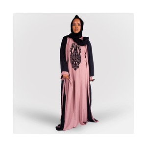 2024 dubaï traditionnel modeste Abaya robe pour femmes couleur unie à manches longues robe de bal en relief imprimé musulman vêtements à vendre - Product Image 5