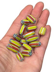 Perles de verre au chalumeau Chevron orange jaune entièrement opaques perles en vrac pour bijoux-collier Bracelet accessoires en cristal - Product Image 2
