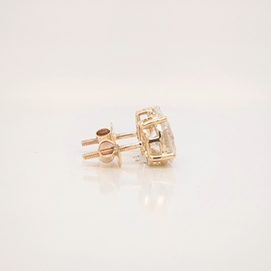 Boucles d'oreilles ovales en diamant cultivé en laboratoire de 2,65 ct pour femmes, boucles d'oreilles à visser en diamant, bijoux en or jaune massif 14 carats - Product Image 3