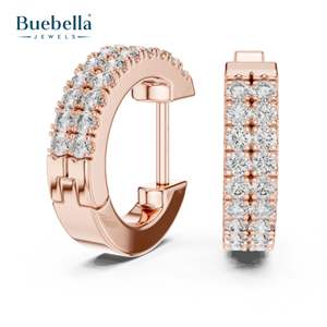 Offre Spéciale demi-Bali en argent sterling 925 double rangée avec boucles d'oreilles en diamant rond pour femme - Product Image 1