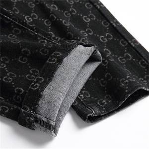 แฟชั่นใหม่สำหรับผู้ชายกางเกงยีนส์ขาตรงเอวสูงทรงสกินนี่รัดรูปสีขาว - Product Image 6