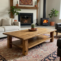 Table basse en bois artisanal écologique avec grain de bois naturel Table basse en bois artisanal Métal artisanal