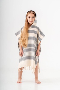 Kids Hooded <b>Towel</b> Poncho Wholesale - Anatolia Stripe 100% Turkish Cotton, Beach Swim Surf OEM Supplier - Product Image 4