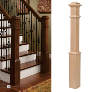 Best Seller 4091P Escalera moderna Parte Durable Caja de arce Newel Tapa plana de pirámide intercambiable para uso en interiores y exteriores Madera - Product Image 1