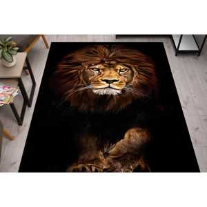 Alfombra Estampada - Alfombras de Leones, Alfombra para Cuarto de Hombre, Alfombras de Vida Silvestre, Alfombras de Animales, Alfombra de Chenilla - Product Image 2