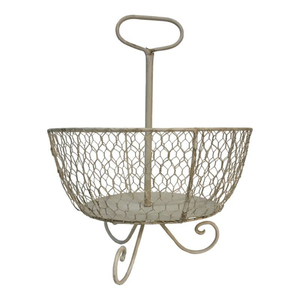 Cesta de Alambre Metálica Negra de Alta Calidad con Asas de Madera, Contenedor Organizador de Acero para el Hogar, Cocina - Product Image 1