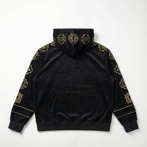 เสื้อฮู้ดสตรี สตรีทแวร์ หนานุ่ม สำหรับฤดูหนาว ผ้าฝ้าย 500gsm พิมพ์ลายพัฟ ประดับเพชรเทียม ลายกราฟิก ดีไซน์ขาดๆ ทรงโอเวอร์ไซส์ - Product Image 2