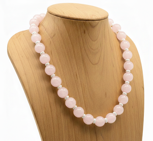 Collar de Cuentas de Cuarzo Rosa Unisex de 18 Pulgadas con Cierre de Plata Tibetana, Diseño Geométrico Anudado a Mano, Joyería de Moda, Regalo de Tendencia - Product Image 3