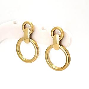 Pendientes de gota de oro amarillo de 14K a la moda, nuevo diseño, joyería fina colgante para mujer - Product Image 1