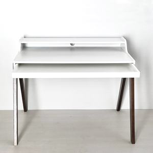 Escritorio para Computadora WELL HOME 'Nere' 110x86x75cm Blanco con Patas Marrones - Product Image 4