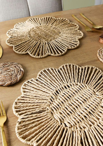 แผ่นรองกระดาษสานทำด้วยมือแผ่นรองจานหวายทรงกลมธรรมชาติลายดอกไม้สำหรับโต๊ะอาหารจาก Artex Thien Thanh - Product Image 5