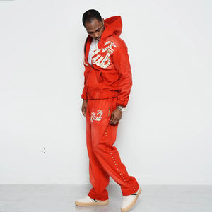 Premium personnalisé surdimensionné sweats à capuche survêtements hiver pierres précieuses Accents Boxy Crop Fit strass Patchwork survêtements ensemble Style - Product Image 6