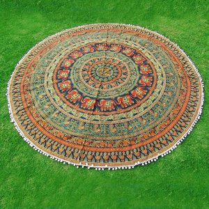 อินเดียผ้าฝ้ายรอบOmbre Mandala Tapestryแขวนผนังฮิปปี้โบฮีเมียนตกแต่งผนังบ้านตารางชายหาดผ้าห่มโยคะ - Product Image 1