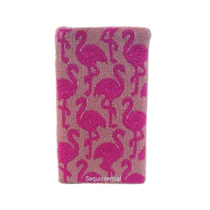 Pochette Mobile Flamingo perlée de qualité supérieure, fabriquée à la main en inde à un prix abordable - Product Image 1