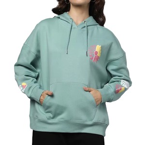 Sweat à capuche oversize personnalisé avec logo imprimé en relief, style streetwear hiver pour femme, 100% coton molletonné 300g, décontracté, hip hop - Product Image 1