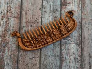 Peigne à cheveux et à barbe en bois naturel écologique de qualité supérieure avec finition polie, outil de coiffage anti-casse pour hommes - Product Image 5