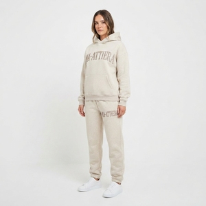Conjunto de Sudadera con Capucha y Pantalones de Chándal de Forro Polar Crema para Mujer, Ropa Deportiva Informal a Juego - Product Image 1