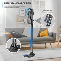 Aspirateur sans fil 250W 24KPA 43 min, cyclonique autoportant, filtre HEPA sec, pour voiture et hôtel, avec affichage LED et recharge murale