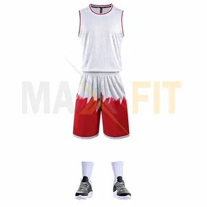 Maglia da basket da uomo giovanile uniforme da allenamento di squadra camicie personalizzate pantaloncini sportivi senza maniche set di MAXFIT ENTERPRISES