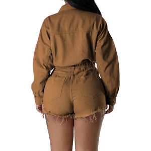 Costume en jean pour femme avec caractéristiques réglables Ensembles en denim extensible confortables pour femme, parfaits pour une utilisation toute la journée - Product Image 6