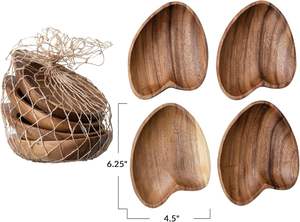 Bandejas Decorativas de Madera de Acacia en Forma de Corazón, Plato para Aceites Esenciales, Exhibición de Cristal, Bandejas Pequeñas, Proveedor Mayorista - Product Image 4