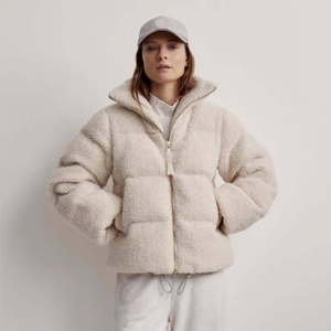 Solid Women's <b>Long</b> Sleeve Crop Puffer Down <b>Jacket</b> with Thick Zipper Breathable Bubble Coat for <b>Winter</b> - Product Image 5