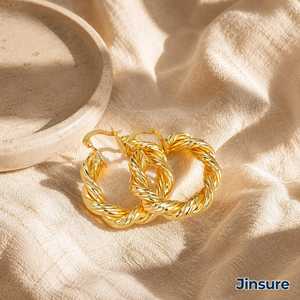 Orecchini a Cerchio con Design Intrecciato, Gioielli Unisex Classici per Uso Quotidiano - Product Image 6