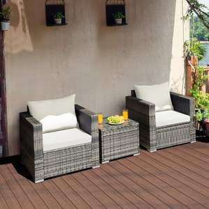 Premium Modern Outdoor Rattan Coffee Set with Cushions UV Resistant <b>Garden</b> & <b>Pool</b> Furniture <b>for</b> Courtyard Hotel Leisure Areas - Product Image 2