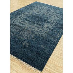 Alfombra de Lana Azul Savana, Anudada a Mano, con Medallón, para Entrada, Dormitorio, Pasillo, Rectangular 9x12, Tipo Rompecabezas, de Yute de 10mm, para Decoración del Hogar - Product Image 2