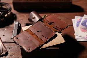 LTW-0041ใส่บัตรแบบสั้นกระเป๋าสตางค์วินเทจแบบพับสามทบหนังแท้แบบเปิดปิดได้ทุกเพศ - Product Image 2