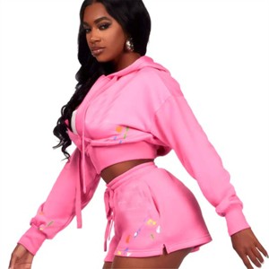 Ensembles de sweat à capuche et de shorts à la mode pour femmes-doux et durables pour des vêtements décontractés et athlétiques - Product Image 2