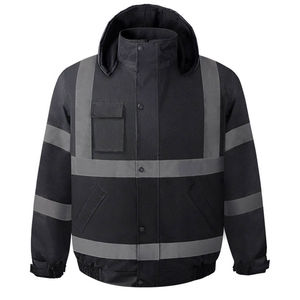 Veste de sécurité réfléchissante à capuche fabriquée en usine avec logo frontal, vêtements de travail d'hiver pour la construction - Product Image 1