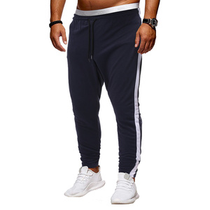 Custom <b>Men's</b> Jogger Track Pants with Elastic Waistband Stacked Flare Sweatpants for Fitness Dark Wash <b>Trousers</b> - Product Image 4