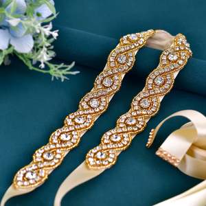 Bridella BS28G Adjustable Fit <b>Wedding</b> Belt Champagne with Rhinestone Detail - Product Image 3