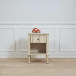 Prix d'usine, armoire de chevet moderne en teck massif crème pour la chambre d'enfant et le salon - Product Image 1