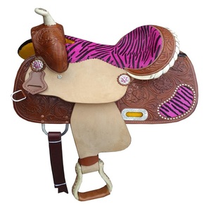 Custom Pink Beads Western Style Barrel Saddle Nuevo diseño de cuero genuino Montar a caballo Sillines de fabricación personalizada - Product Image 1