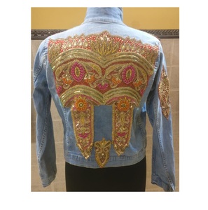 Veste en jean style bohème personnalisée avec broderie pour femme, robe de fête bohème de Noël, veste en jean Banjara pour femme et homme - Product Image 4