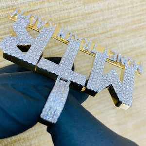 3.30 Ct Cut Moissanite Crown <b>Pendant</b> MTR <b>Initial</b> 18K Yellow Gold Plated Sterling <b>Silver</b> Gift Hip Hop Charms Unisex - Product Image 2