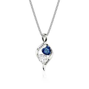 Collier personnalisé Jeulia Infinity avec 2 pierres de naissance en forme de cœur et noms, chaîne en moissanite plaquée or - Product Image 1