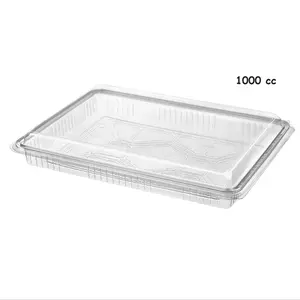 Packaging Boxes 1000cc Plastic Leak Proof Container Disposable Leak-Proof Dessert Containers with Flat Lids In Stock Plastic