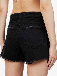 Pantalones cortos de mezclilla personalizados de verano para mujer Pantalones calientes rasgados elegantes con logotipo de fabricantes de calidad superior en técnicas de lavado de cintura - Product Image 3