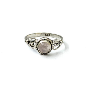 Princess Cut <b>Opal</b> and Agate <b>Ring</b> with Geometric Pattern 2.3 Gram Rose Quartz Rhodium Plated Bezel Setting for Everyday Wear - Product Image 1