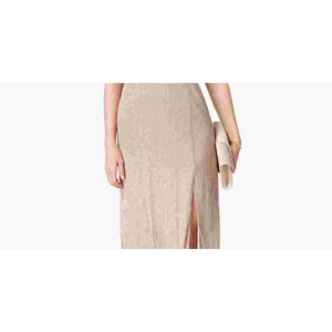 Vestido Halter Dorado con Abertura en Forma de Llave para Mujer, Marca R&M Richards, Tejido Metálico, Silueta Ajustada, Cintura Natural, Talla 12 - Product Image 3